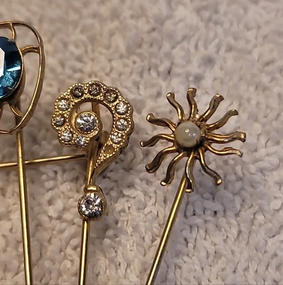 Vintage Unique Stick Pin Brooch Pin With Stones Vintage/Antique - Picture 3 of 7